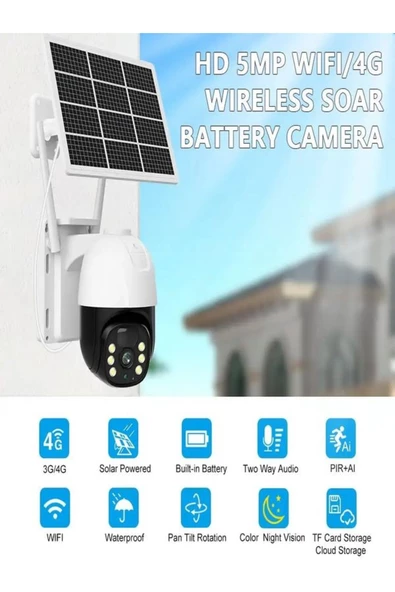 ULTRATEKNO CMR47 Güneş Panelli Sim Kart İle Çalışan 4G+ Wi-Fi 5MP Outdoor Dış Mekan Güvenlik Kamerası - 3