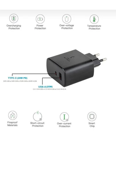 ULTRATEKNO Android/ıphone/tablet/macbook/samsung 45w Pd Type-c Hızlı Çoklu Şarj Adaptörü Aleti - 7