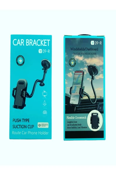 ULTRATEKNO Y09-r Flexible Ultra Güçlü Akrobat 360° Dönebilen Araç Içi Telefon Tutucu Vantuzlu 4.5-7" - 2