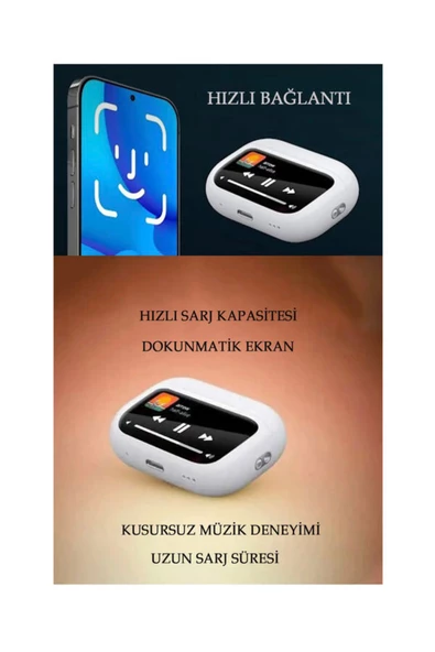 ULTRATEKNO V20 Pro Earphone 2.Nesil Aplikasyonlu ANC/ENC DOKUNMATİK EKRANLI Bluetooth Kulaklık - 3