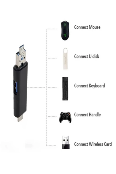 ULTRATEKNO 5'i 1 Arada USB Flash Bellek & Tf Kart Micro SDHC Kart Okuyucu Otg Type C Micro Usb Otg - 4