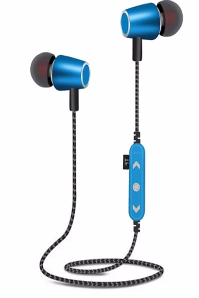 ULTRATEKNO Ms-t14 Hafıza Kartı Takılabilir Metal Bluetooth Kulak Içi Kulaklık Mavi