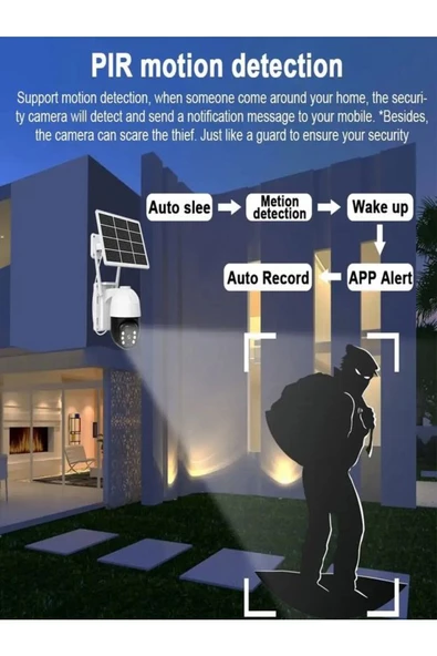 ULTRATEKNO CMR47 Güneş Panelli Sim Kart İle Çalışan 4G+ Wi-Fi 5MP Outdoor Dış Mekan Güvenlik Kamerası - 6