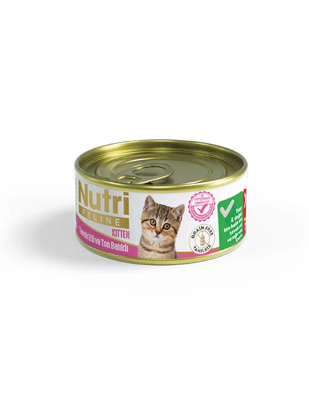 Nutri Feline 85Gr Yavru Tavuk Etli Ton Balıklı Tahılsız 6Adet Kitten Yaş Kedi Maması - 4