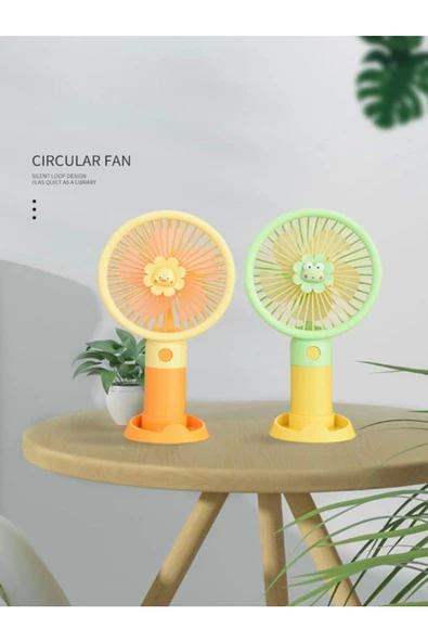 Mini Telefon Standlı Emojili Ultra güçlü Şarjlı El Fanı Taşınabilir Mini Vantilatör - 4