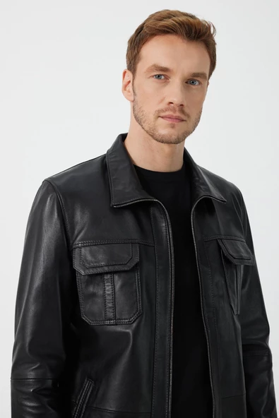 Silva Siyah Erkek Deri Mont - 7
