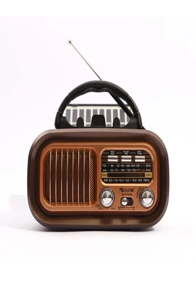 BAYINDIRELEKTRONİK Nostaljik Görünümlü Solar Panelden Şarj Olabilen Telefon Standlı FM Radyo Bluetooth Hoparlör - 3