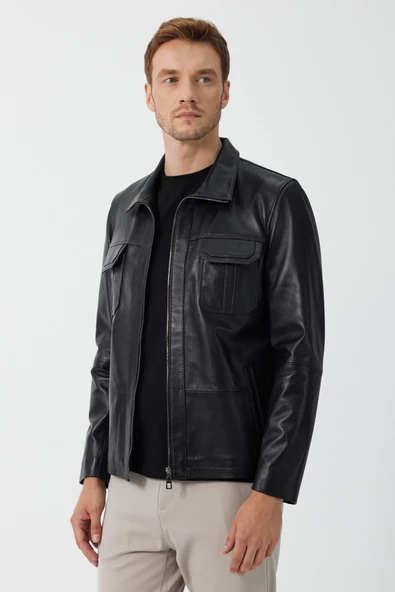Silva Siyah Erkek Deri Mont - 2