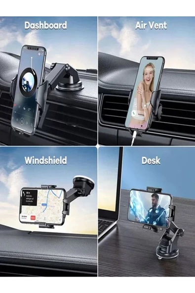 ULTRATEKNO Otomatik Klipsli Araba Telefon Tutucu Ayarlanabilir Cam ve Torpido Için Yüksek Kalite Tutucu - 2