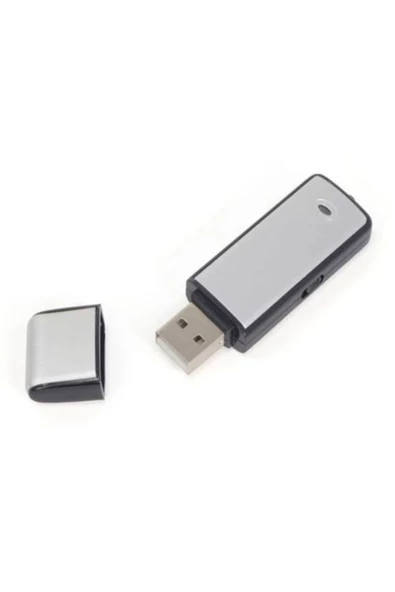 ULTRATEKNO Gümüş Renk Ses Kayıt Cihazı Kristal Mikrofonlu 32 Gb Usb Görünümlü Ev Işyeri Dinleme1 Cihazı - 5