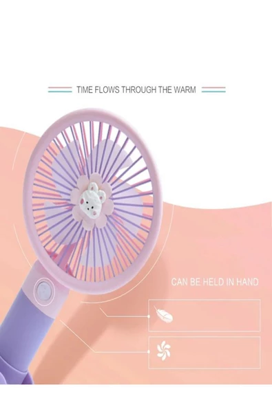 Mini Telefon Standlı Emojili Ultra güçlü Şarjlı El Fanı Taşınabilir Mini Vantilatör - 5