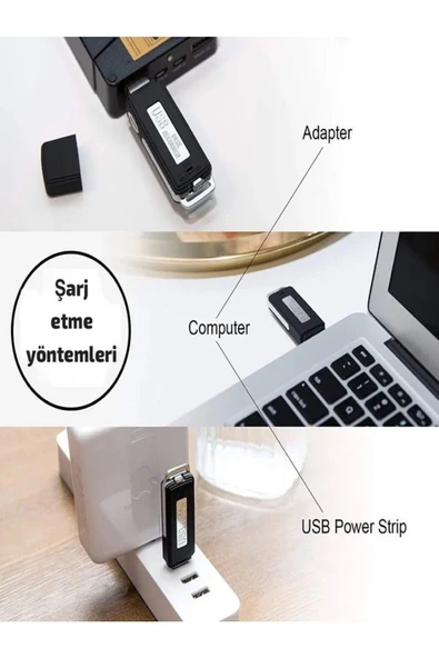 ULTRATEKNO Çok Hafif Ses Kayıt Cihazı Kristal Mikrofonlu 16 Gb Usb Görünümlü Ev iş yeri Dinlenme Cihazı - 6