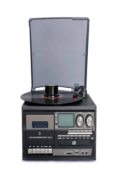 ULTRATEKNO Hepsi Bir Arada elektrikli Vintage Plak Çalar CD Çalar Kaset USB Bluetooth Tf Aux Kumandalı Pikap - 2