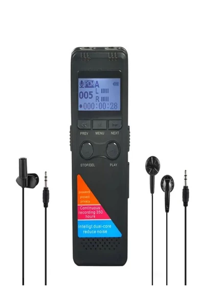 ULTRATEKNO 10 gün kesintisiz Kayıt Yapan 2 Mikrofonlu Dijital Ekranlı Metal 32 GB Profesyonel Ses Kayıt Cihazı
