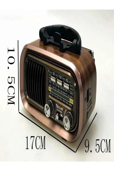BAYINDIRELEKTRONİK Nostaljik Görünümlü Solar Panelden Şarj Olabilen Telefon Standlı FM Radyo Bluetooth Hoparlör - 4