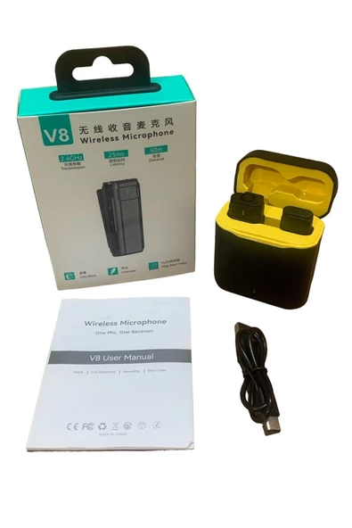 BAYINDIRELEKTRONİK Tüm iphone Modeller için Lightning Girişli Şarj Kutulu Kablosuz Yaka Mikrofonu - 6