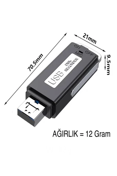 ULTRATEKNO Çok Hafif Ses Kayıt Cihazı Kristal Mikrofonlu 16 Gb Usb Görünümlü Ev iş yeri Dinlenme Cihazı - 2