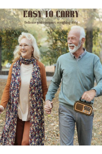 BAYINDIRELEKTRONİK Nostaljik Görünümlü Solar Panelden Şarj Olabilen Telefon Standlı FM Radyo Bluetooth Hoparlör - 7