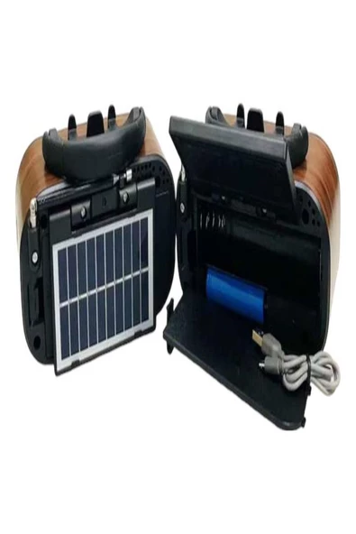 BAYINDIRELEKTRONİK Nostaljik Görünümlü Solar Panelden Şarj Olabilen Telefon Standlı FM Radyo Bluetooth Hoparlör - 6