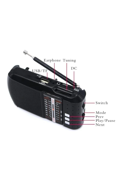 Knstar Bluetoothlu Fm Radyo Usb Tf Kart  Şarjlı Cep Radyosu Icf8bt - 2