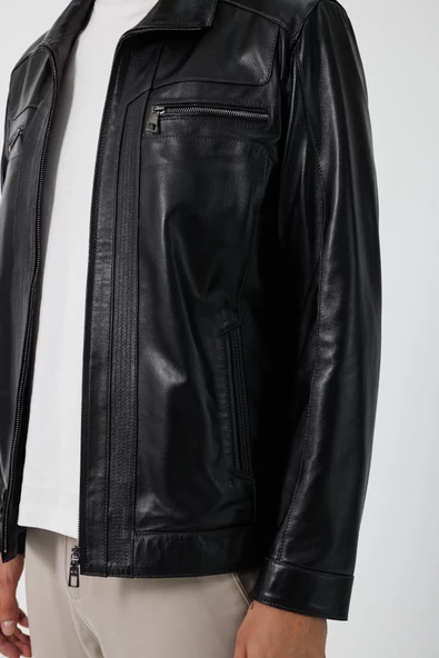 Diego Siyah Deri Mont - Resim 6