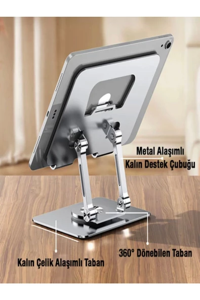 ULTRATEKNO 360° Dönebilen Ayarlanabilir Komple Metal Tablet Standı - 4