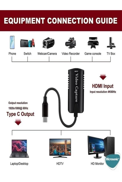 ULTRATEKNO Hu-04c 4k Full Hd 1080p Type-c Hdmı Capture Canlı Yayın Kartı - 6