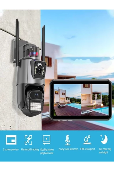 ULTRATEKNO CMR7 8MP PTZ Dış Mekan Full Hd Wifi Kamera Su Geçirmez Hareket Sensörlü Gece Görüşlü IP Kamera - 8