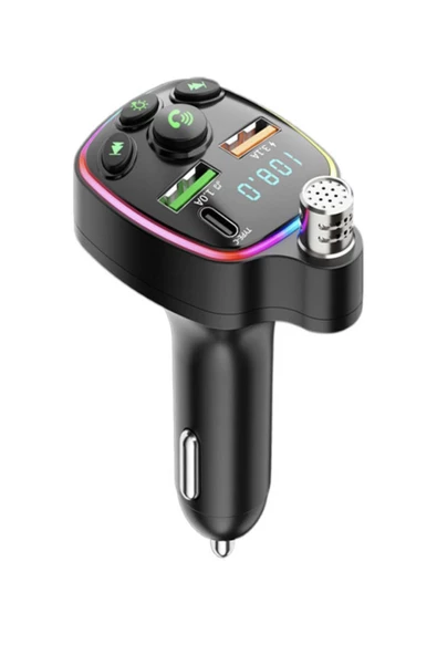 ULTRATEKNO Bluetooth 5.0 FM Transmitter Çift USB 3.1A PD Hızlı Şarj Destekli Mikrofonlu Modülatör