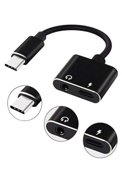 ULTRATEKNO Type-c To 3.5mm Kulaklık Çevirici Aux Çevirici Ve Şarj Giriş 2in1 Splitter - 2