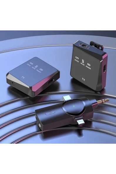 BAYINDIRELEKTRONİK Type-C iPhone Çiftli Kablosuz Yaka Mikrofonu 3in1 Kamera PC Android iOS Uyumlu - 4
