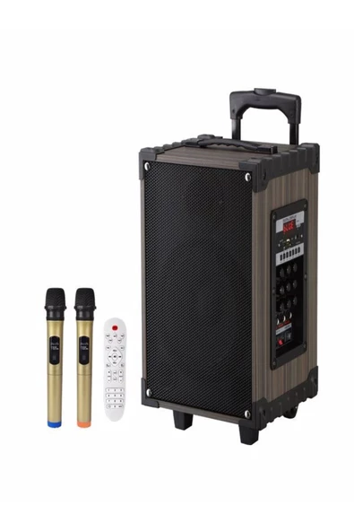 ULTRATEKNO Süper Bass Şarjlı Kumandalı Çift Mikrofonlu Hoparlör Karaoke Sistemi 100 Watt Taşınabilir Parti Box