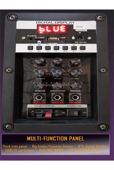 ULTRATEKNO Süper Bass Şarjlı Kumandalı Çift Mikrofonlu Hoparlör Karaoke Sistemi 100 Watt Taşınabilir Parti Box - 4
