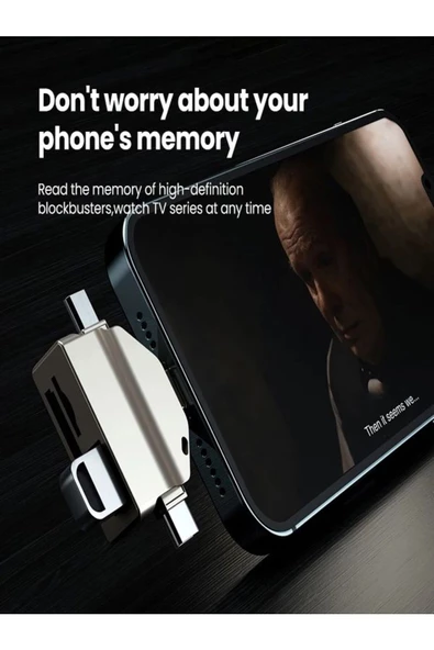ULTRATEKNO ZR591 Iphone Type-c Micro Usb 7in1 Usb 3.0 Mouse Flash bellek Hafıza Kartı Otg Adaptör - 4