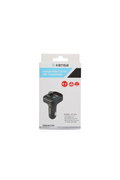 Kensa Bluetooth Araç Kiti Fm Transmitter Çift Usb Girişli 3.1a - 5