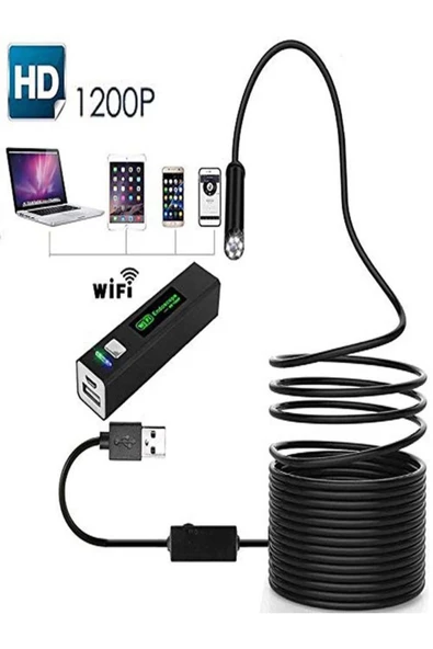 ULTRATEKNO Wi-Fi ile Çalışan Endoskop 10 Metre Yılan Kamera Ledli Sert Kablo - 6