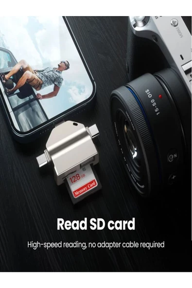 ULTRATEKNO ZR591 Iphone Type-c Micro Usb 7in1 Usb 3.0 Mouse Flash bellek Hafıza Kartı Otg Adaptör - 5