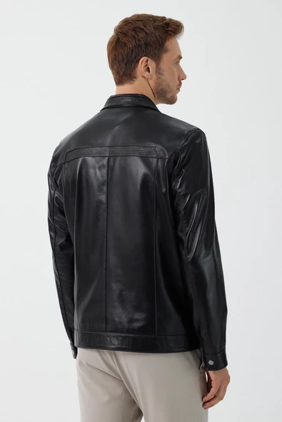 Diego Siyah Deri Mont - Resim 4