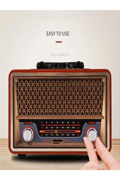 ULTRATEKNO Nostaljik Görünümlü Ahşap Radyo Bluetooth Hoparlör Fm Usb Tf Bt5.0 Ut-157bt - 5