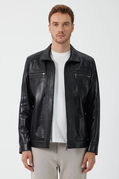 Diego Siyah Deri Mont - Resim 2