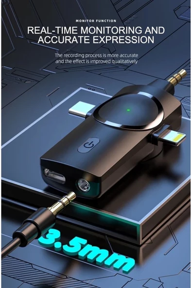 BAYINDIRELEKTRONİK Type-C iPhone Çiftli Kablosuz Yaka Mikrofonu 3in1 Kamera PC Android iOS Uyumlu - 8