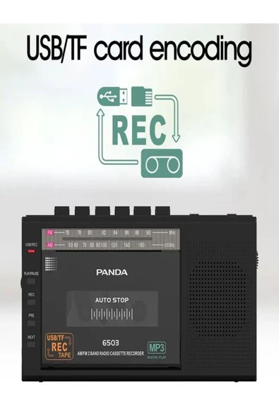 ULTRATEKNO Panda 6503 25W Kaset Çalar Radyo USB/TF  Kaydedici Bant Mikrofon Çok Fonksiyonlu Müzik Çalar - 5