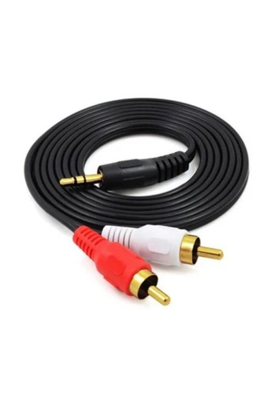 ULTRATEKNO 3.5 Mm Stereo To 2rca Kablosu Aux Tos Ses 1.5 Mt Kablo Sound Audıo Erkek Ara Kulaklık Standart