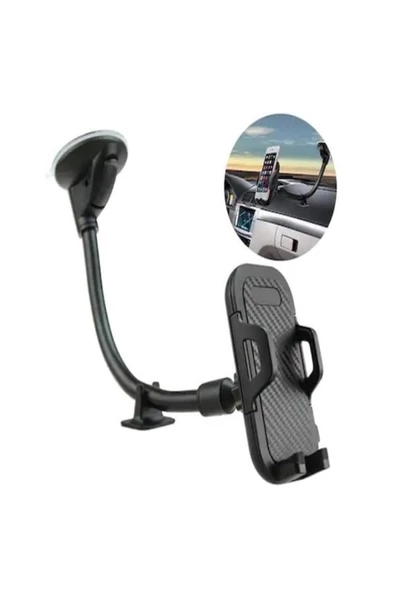 ULTRATEKNO Y09-r Flexible Ultra Güçlü Akrobat 360° Dönebilen Araç Içi Telefon Tutucu Vantuzlu 4.5-7" - 1