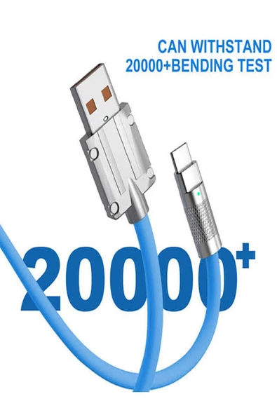 BAYINDIRELEKTRONİK Süper Hızlı 120W 6A Sıvı Silikon Metal Uçlu Type-C Şarj Kablosu - 5