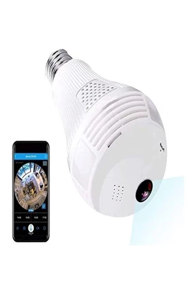 ULTRATEKNO Gerçek 1080P FHD Ampul Kamera Balık Gözü Lens 360° Panoramik Ev Güvenlik Kamerası + 32GB Hafıza Kart - 4