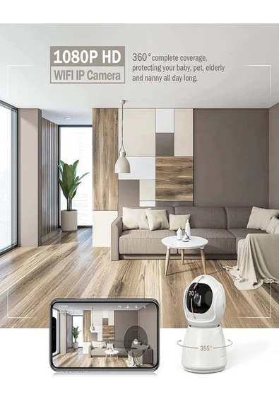 ULTRATEKNO APX01 5G 1080P 360 Dönebilen Nesne Takip Özellikli Gece Görüşlü IP Kamera Bebek Güvenlik Kamerası - Resim 5