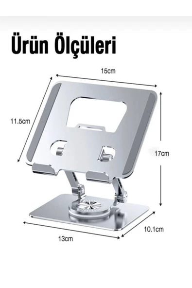 ULTRATEKNO 360° Dönebilen Ayarlanabilir Komple Metal Tablet Standı - 3