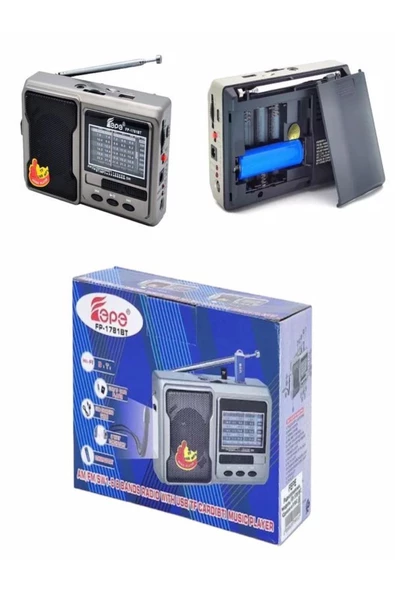 FEPE Deprem Çantasına Uygun Taşınabilir El Fenerli 8 Bandlı Radyo Bluetooth Usb Tf Kart Destekli Fm Radyo