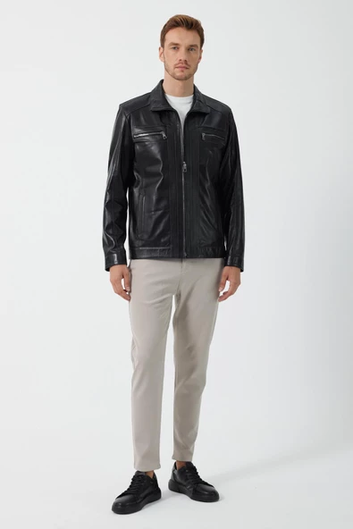 Diego Siyah Deri Mont - Resim 3